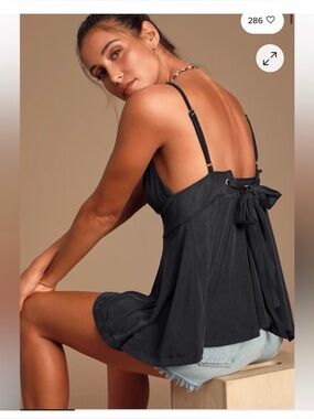 Free People Never Let You Go Tank Top Shirt Black Small